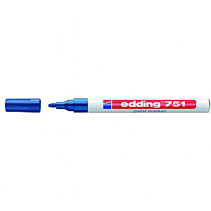 Маркер Edding 751 на лаковой основе, круглый кончик, 1-2 мм, синий цвет.