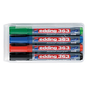 Набор маркеров для белой доски Edding 363, крестообразный наконечник, 1-5мм, 4 цвета