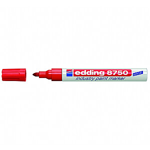 Маркер Edding 8750, круглый наконечник, 2-4мм, с масляными чернилами, для промышленности, красного цвета.