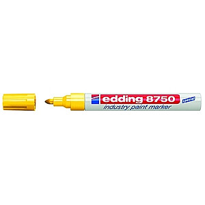 Маркер Edding 8750, круглый наконечник, 2-4мм, с масляными чернилами, для промышленности, желтый цвет