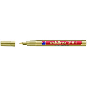 Маркер на основе лака Edding 750, круглый кончик, 2-4мм, золотистый цвет.