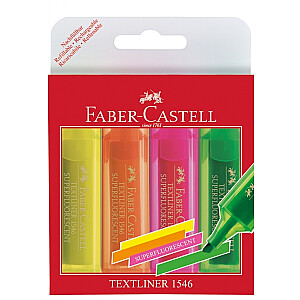 Faber-Castell teksto žymeklių rinkinys, itin fluorescencinis, 4 spalvos