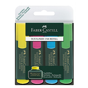 Teksto žymekliai Faber-Castell 4 spalvų rinkinys, sukryžiuoti galiukai, 1,2 - 5 mm