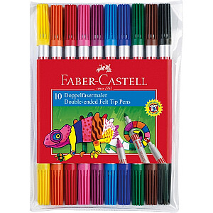 Фломастеры Faber-Castell, двусторонние, 10 цветов.