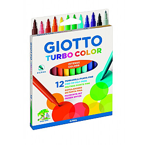 Fila Giotto Turbo Color markeriai, 12 spalvų