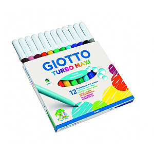 Fila Giotto Turbo Maxi markeriai, vandens pagrindu, 12 spalvų