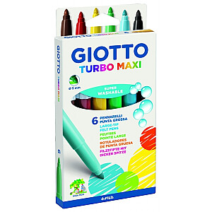 *Fila Giotto Turbo Maxi veltinio markeriai, 6 spalvos.
