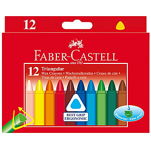 Мелки восковые Faber-Castell, трехсторонние, 12 цветов