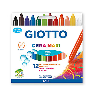 *Fila Giotto Cera Maxi vaško kreidelės, 12 spalvų.