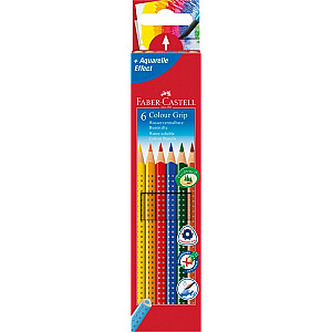 Faber-Castell Grip spalvoti pieštukai, tripusiai, 6 spalvų