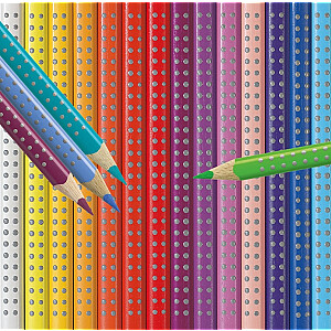 Карандаши цветные Faber-Castell Grip, трехсторонние, 12 цветов, в металлической коробке.
