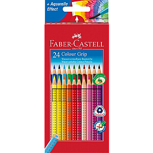Spalvoti pieštukai Faber-Castell Grip 2001, tripusiai, 24 spalvos