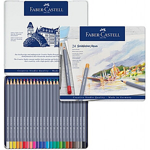 Карандаши акварельные цветные Faber-Castell Goldfaber Aqua Creative Studio, 24 цвета, в металлической коробке