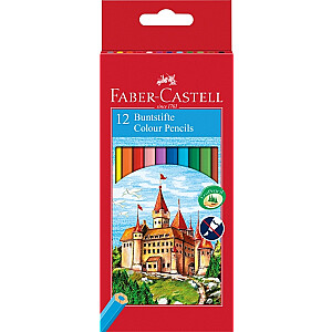 Spalvoti pieštukai Faber-Castell Castle, 12 spalvų