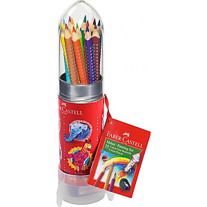 Faber-Castell Grip Rocket spalvotų pieštukų rinkinys, 15 spalvų