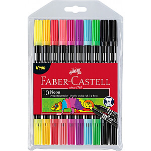 Faber-Castell markeriai, dvipusiai, 10 neoninių spalvų