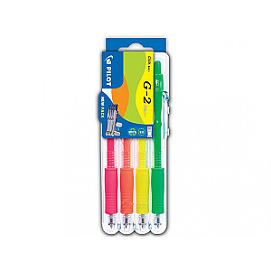 Geliniai rašikliai Pilot G-2 Set2Go 0.5 Neon, 4vnt./pak., įvairios spalvos