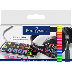 Faber-Castell Neon Marker Set, 6 spalvos
