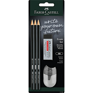 Набор Faber-Castell 1111, 3 карандаша HB, точилка и ластик, черный