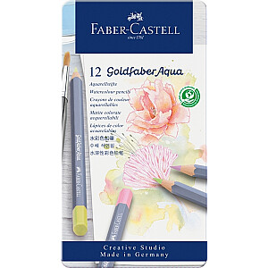 Faber-Castell Goldfaber Aqua Creative Studio akvareliniai pieštukai, 12 pastelinių spalvų