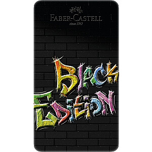 Faber-Castell Black Edition spalvoti pieštukai, 12 pastelinių spalvų, metalinėje dėžutėje