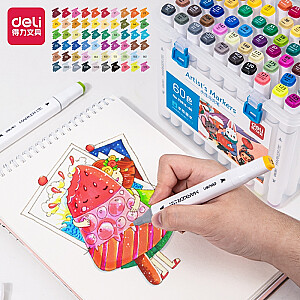 Маркеры для рисования Deli Sketch на водной основе, 60 цветов