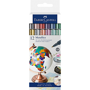 Faber-Castell metalo markerių rinkinys, 12 spalvų