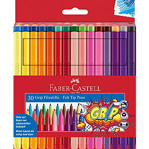 Trikampiai žymekliai Faber-Castell Grip 30 spalvų