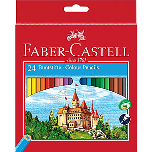 Spalvoti pieštukai Faber-Castell Castle, 24 spalvos