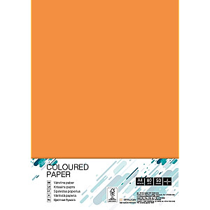 Цветная бумага Колледж, А4, 80г, МО15, цвет мандарин, 50 листов