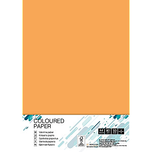 *Цветная бумага Колледж, А4, 80г, неоновый оранжевый цвет, 50 листов.