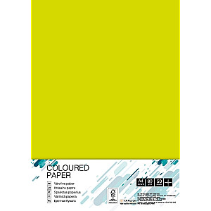 Spalvotas popierius College, A4, 80g, neoninis geltonas, 50 lapų