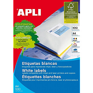 Lipnios etiketės Apli, A4, 70x16,9 mm, 51 etiketė lape, 100 lapų, balta