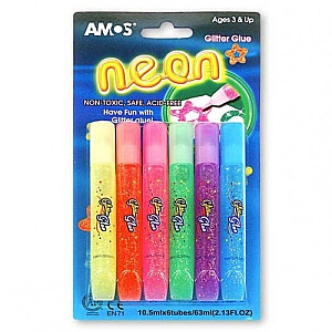 Blizgučių klijai Amos Neon 5 vnt. - 10,5 ml