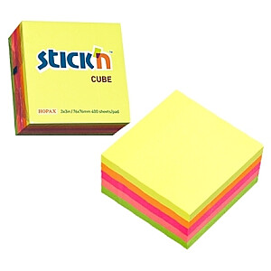 Клейкие листы Stick'N 21012, 76х76мм, 400 листов, разные яркие цвета