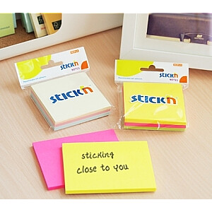 Клейкие листы Stick'N 21093, 76х76мм, 3х50 листов, 3 неоновых цвета, в блистере