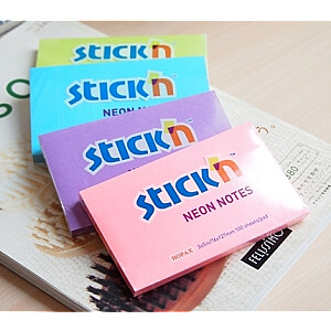 Клейкие листы Stick'N 21135, 76х127мм, 100 листов, неоновый желтый