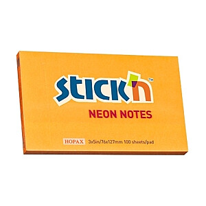 Lipni lakštai Stick´N 21168, 76x127mm, 100 lapų, neoninė oranžinė