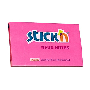 Lipni lakštai Stick'N 21169, 76x127mm, 100 lapų, neoninė rožinė