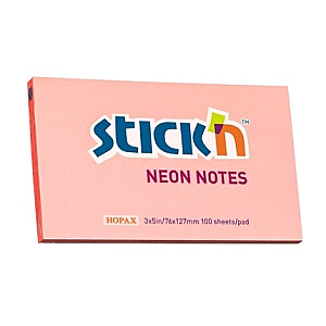 Клейкие листы Stick´N 21170, 76х127мм, 100 листов, неоновый розовый