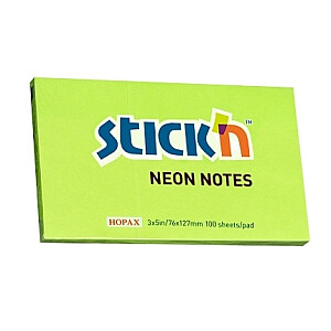 Клейкие листы Stick´N 21171, 76х127мм, 100 листов, цвет зеленый