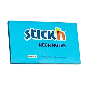 Клейкие листы Stick'N 21213, 76х127мм, 100 листов, неоновый синий