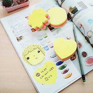 Клейкие листы StickN 21356, 64х67мм, сердце, неоновые цвета, 250 листов
