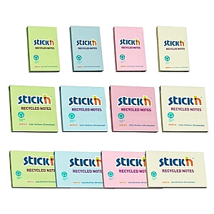 Клейкие листы Stick´N Eco 21407, 38х51мм, 12х100 листов, 3 пастельных цвета
