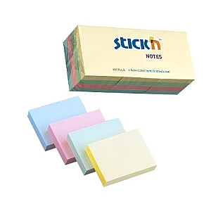 Клейкие листы Stick´N 21531, 38х51мм, 12х100 листов, 4 пастельных цвета