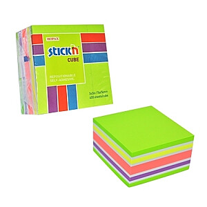Lipni lakštai StickN 21537, 76x76mm, 400l neoniniai žali atspalviai