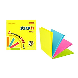 Stick'N Magic Pads 21571, 76x76mm, 4x25 lapai, 4 neoninės spalvos