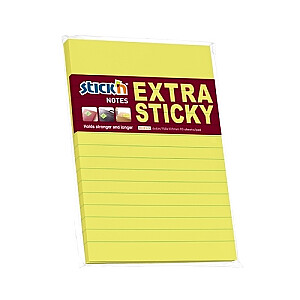 Stick´N Extra Sticky 21667, 150x101mm, 90 lapų, neoninė geltona, su pamušalu