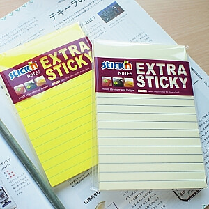 Stick´N Extra Sticky 21667, 150x101mm, 90 lapų, neoninė geltona, su pamušalu