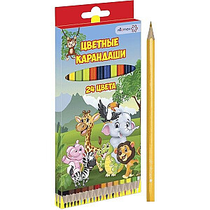 *Spalvoti pieštukai Attomex Zoo, 24 spalvos